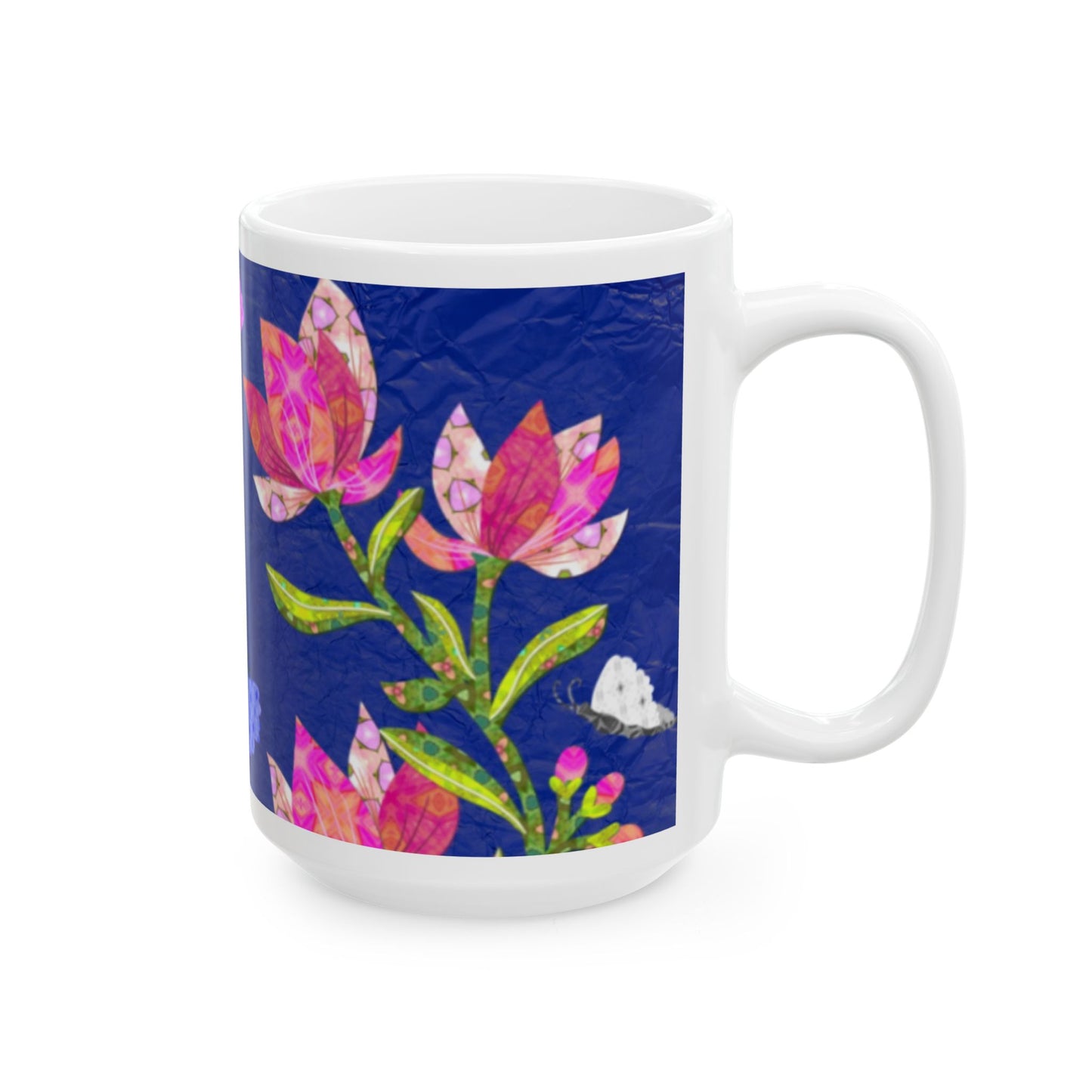 Pink Magnolias and Butterflies Collage Ceramic Mug 11oz & 15oz