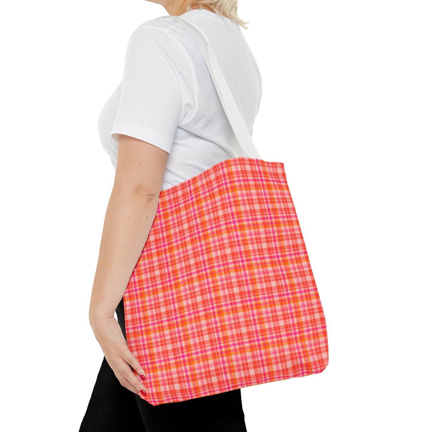 Pink Sunset Plaid Tote Bag