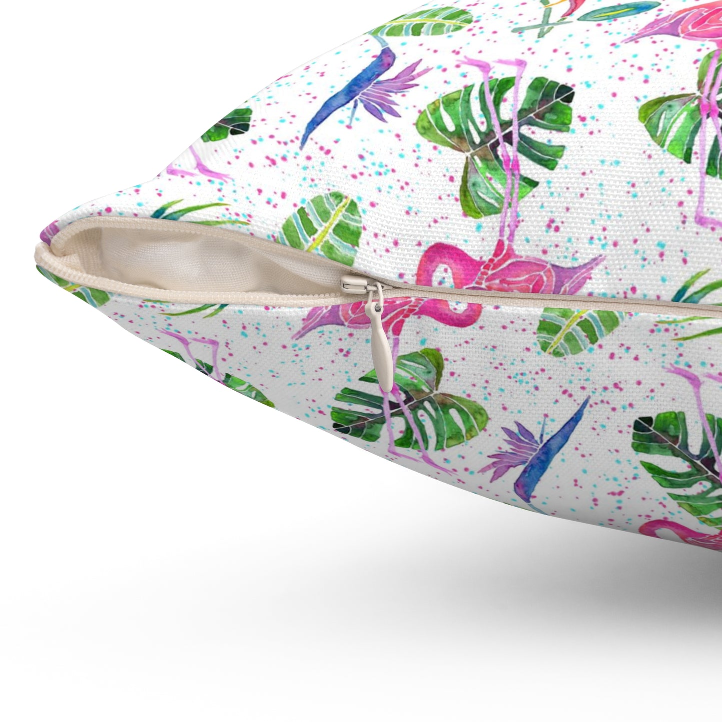 Flamingo Party Spun Polyester Square Pillow