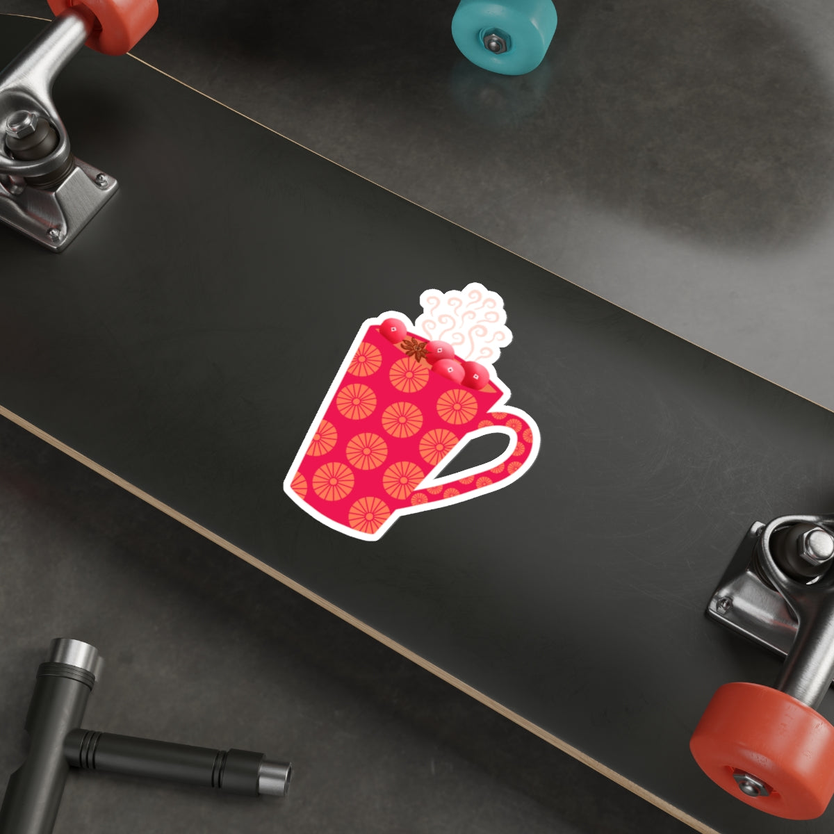 Hot Cranberry Tea Cozy Mug Die Cut Sticker
