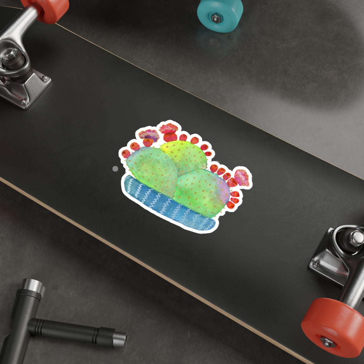Potted Prickly Pear Cactus Die Cut Sticker