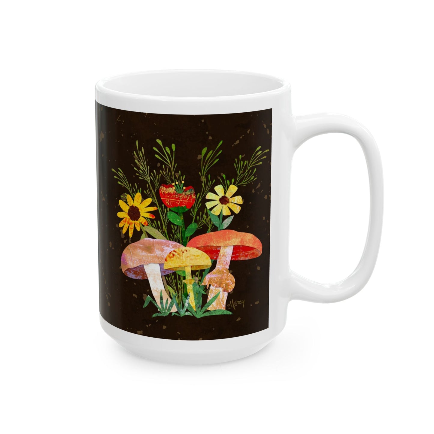 Shrooms n Fleurs Collage Ceramic Mug 11oz & 15oz