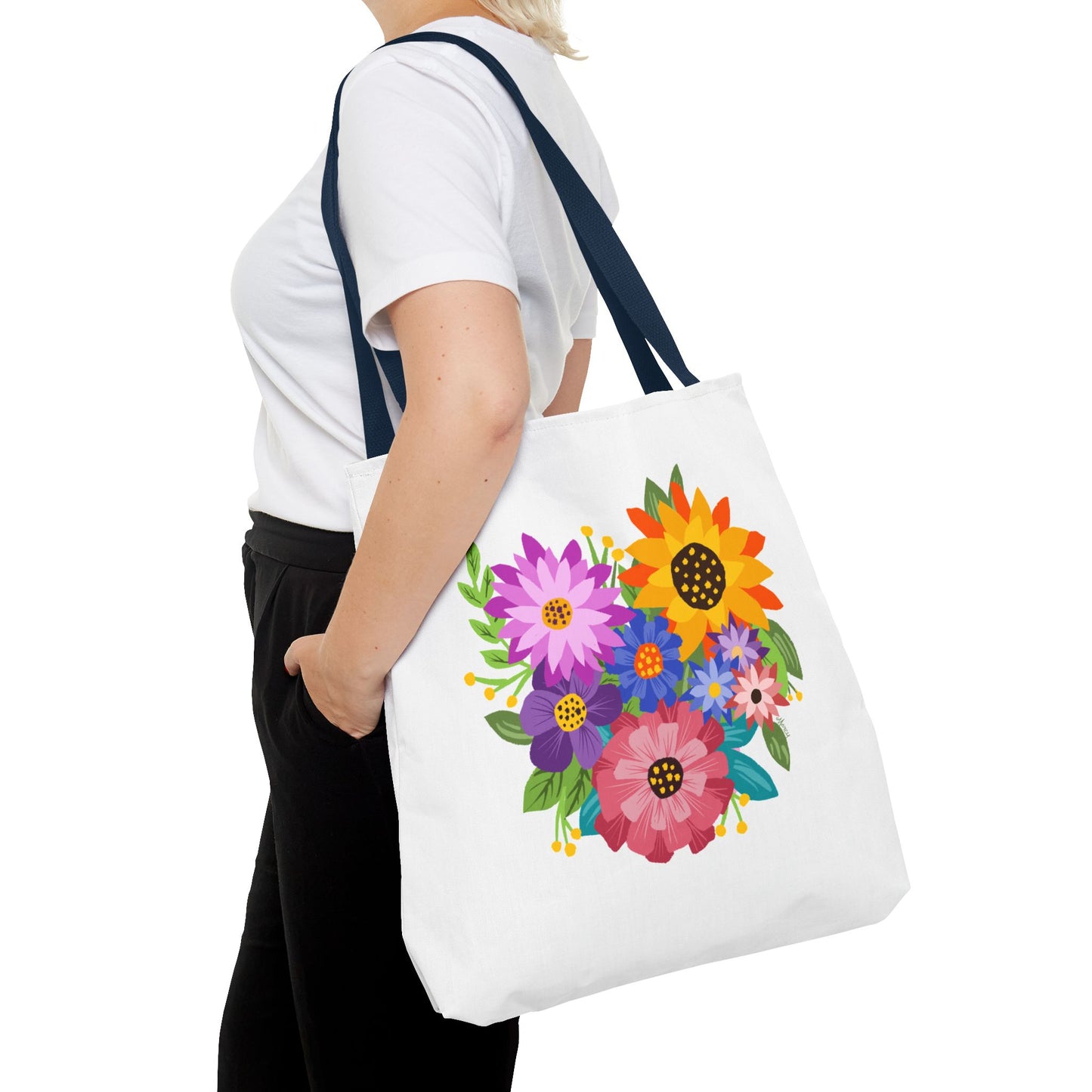 Heart-Shaped Flower Bouquet Tote Bag