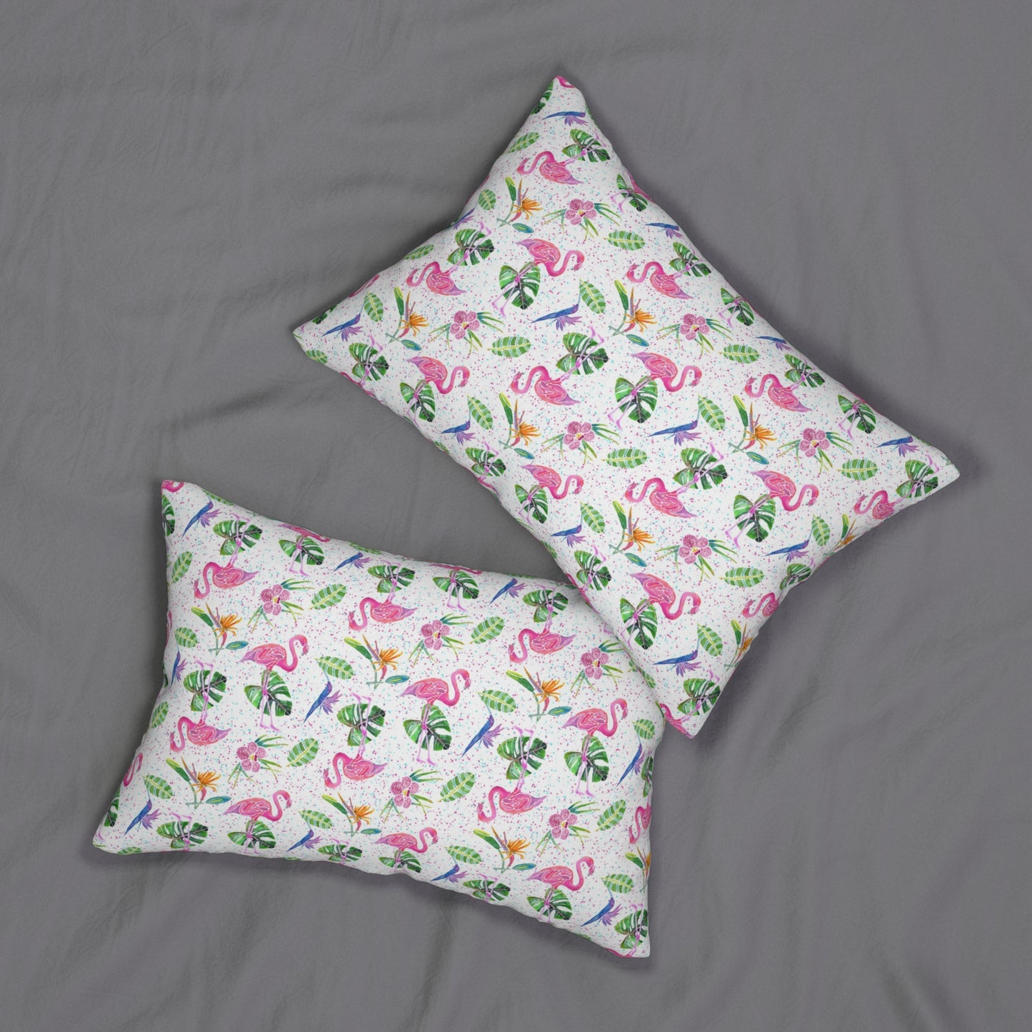 Flamingo Party Spun Polyester Lumbar Pillow