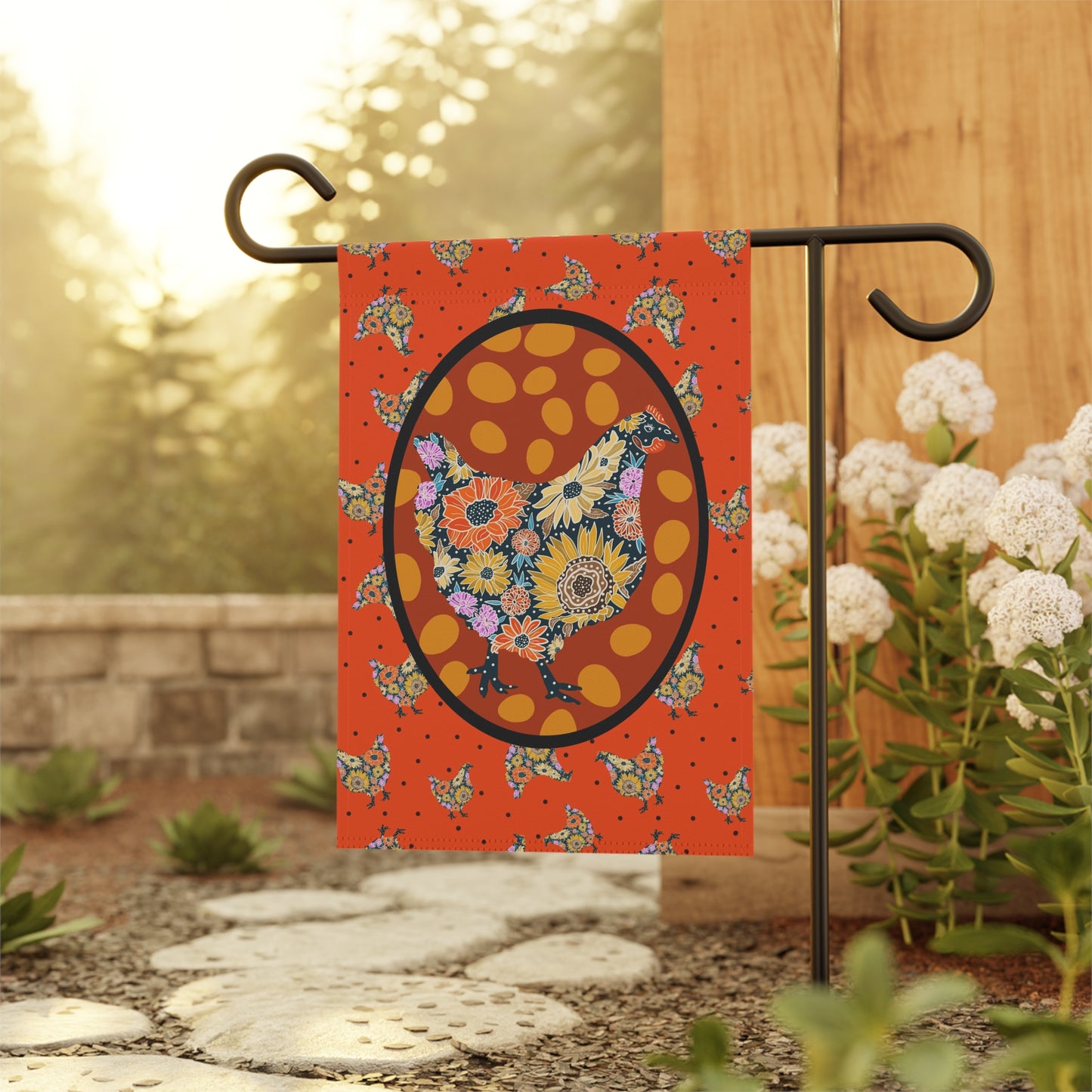 Floral Chicken Garden Banner