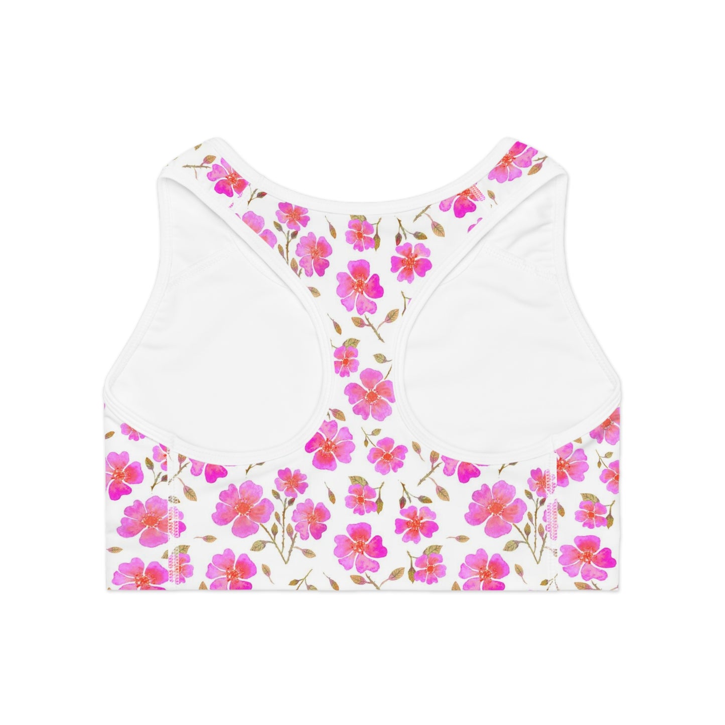 Hot Pink Wild Roses Sports Bra