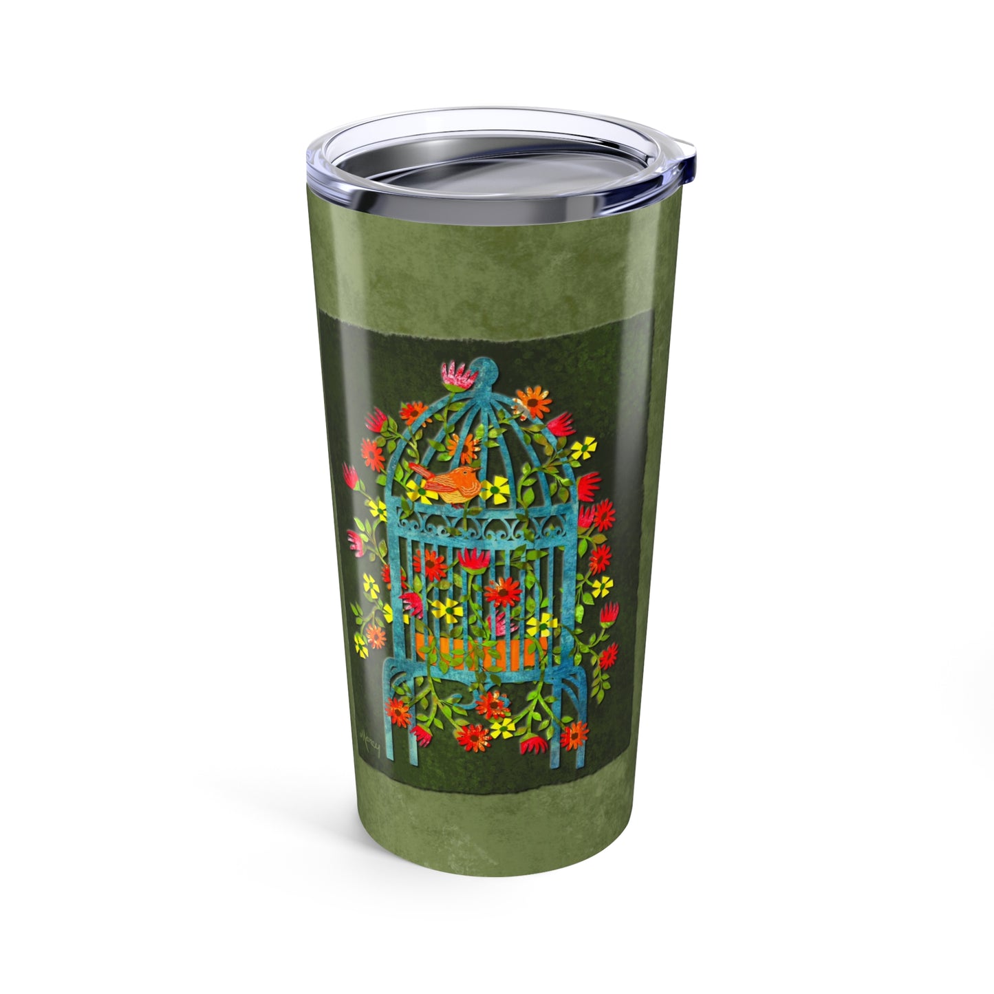 Filled-Filled Vintage Birdcage Collage Stainless Steel Travel Mug