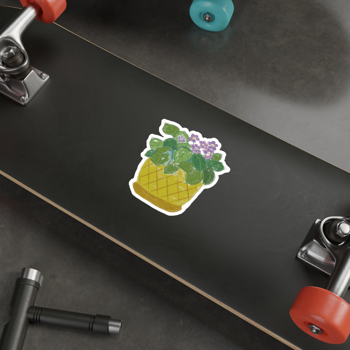 Potted African Violets Die Cut Sticker