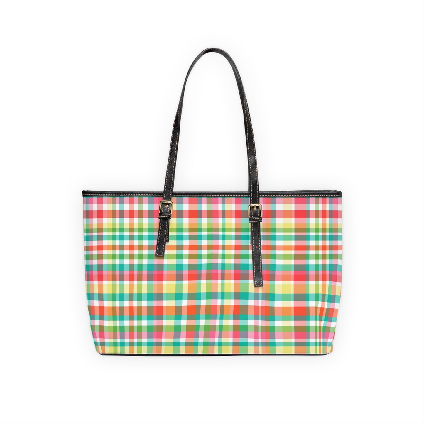 Hibiscus Garden Plaid Faux Leather Shoulder Bag