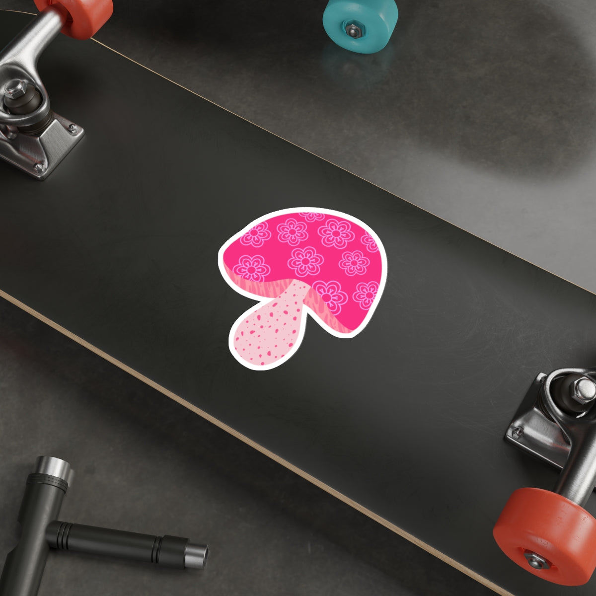 70s Groove Pink Flower Mushroom Die Cut Sticker