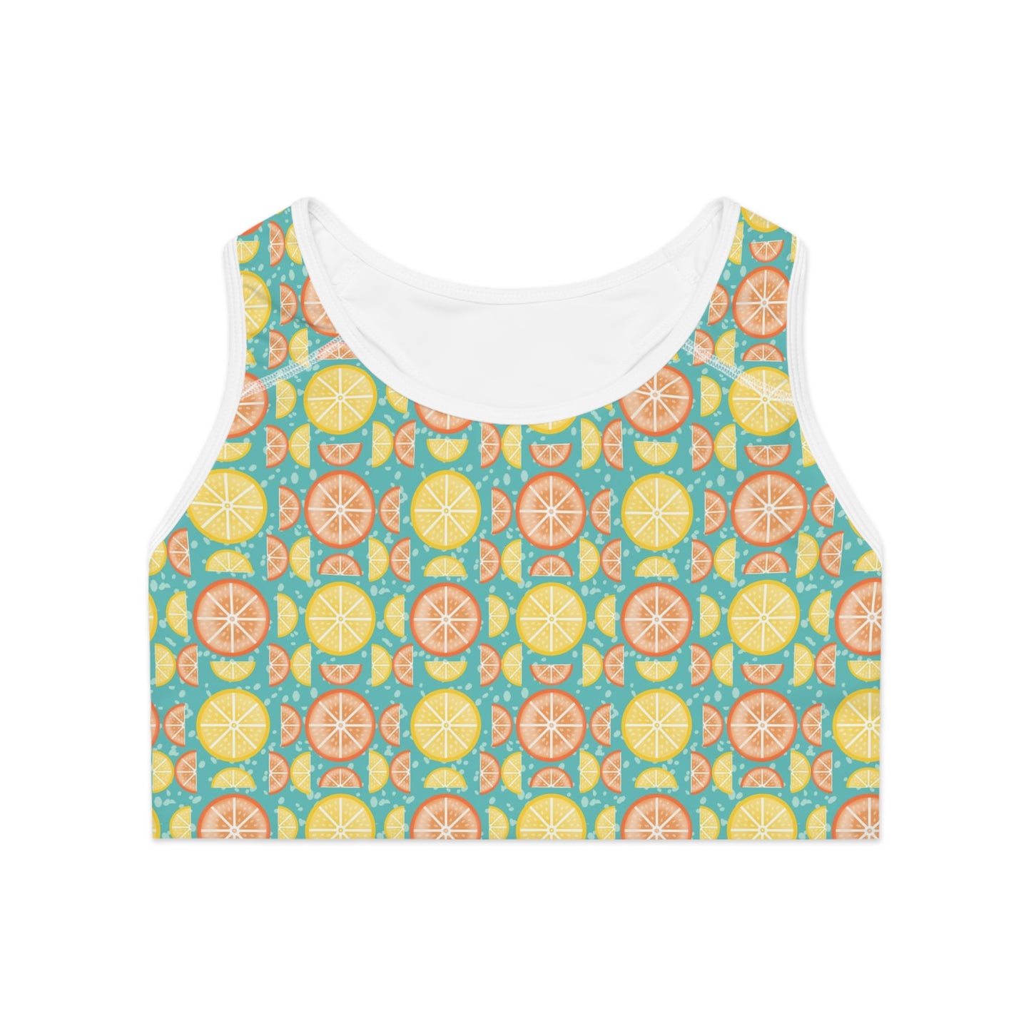 Citrus Slices Geometric Sports Bra