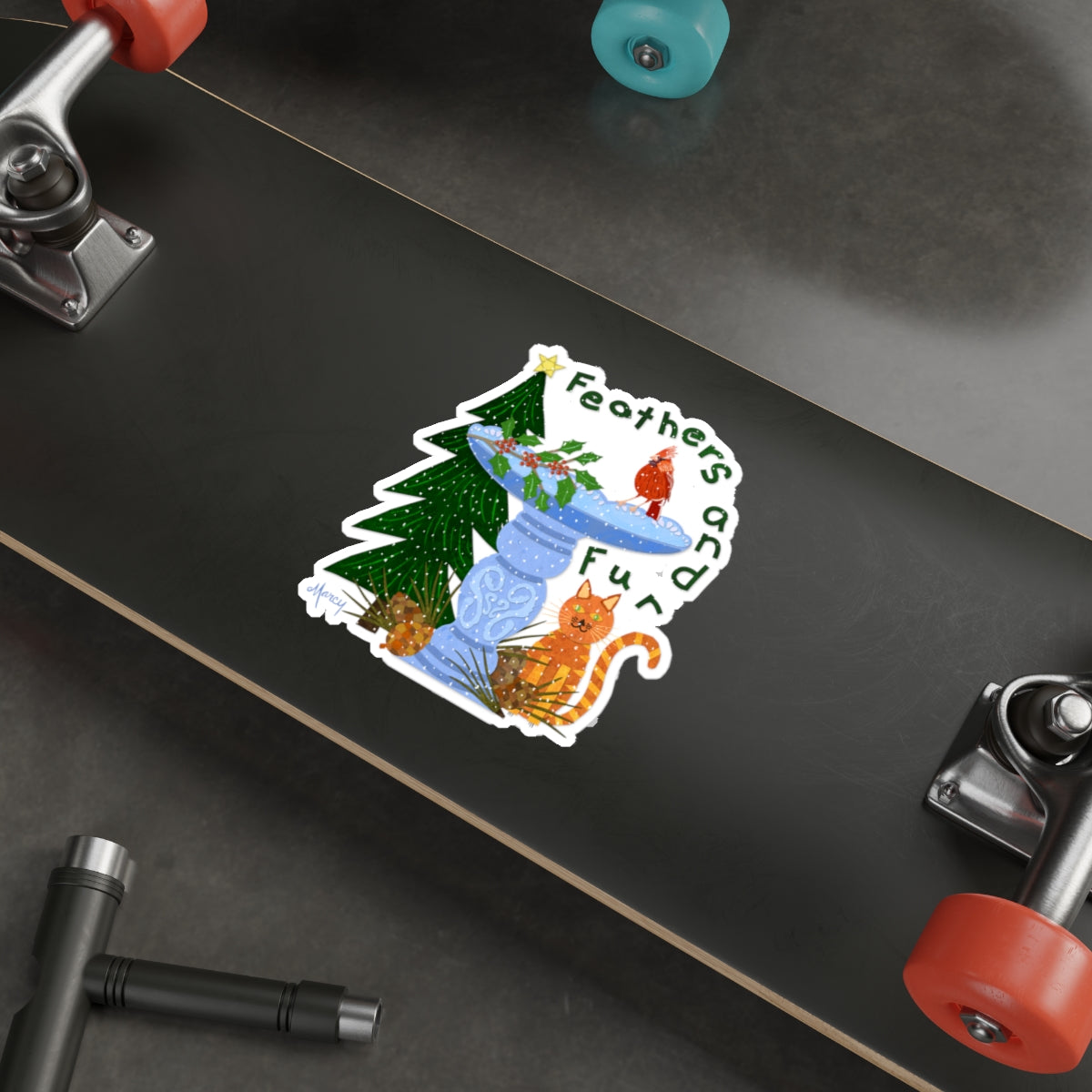 Feathers and Fur Collage Die Cut Sticker