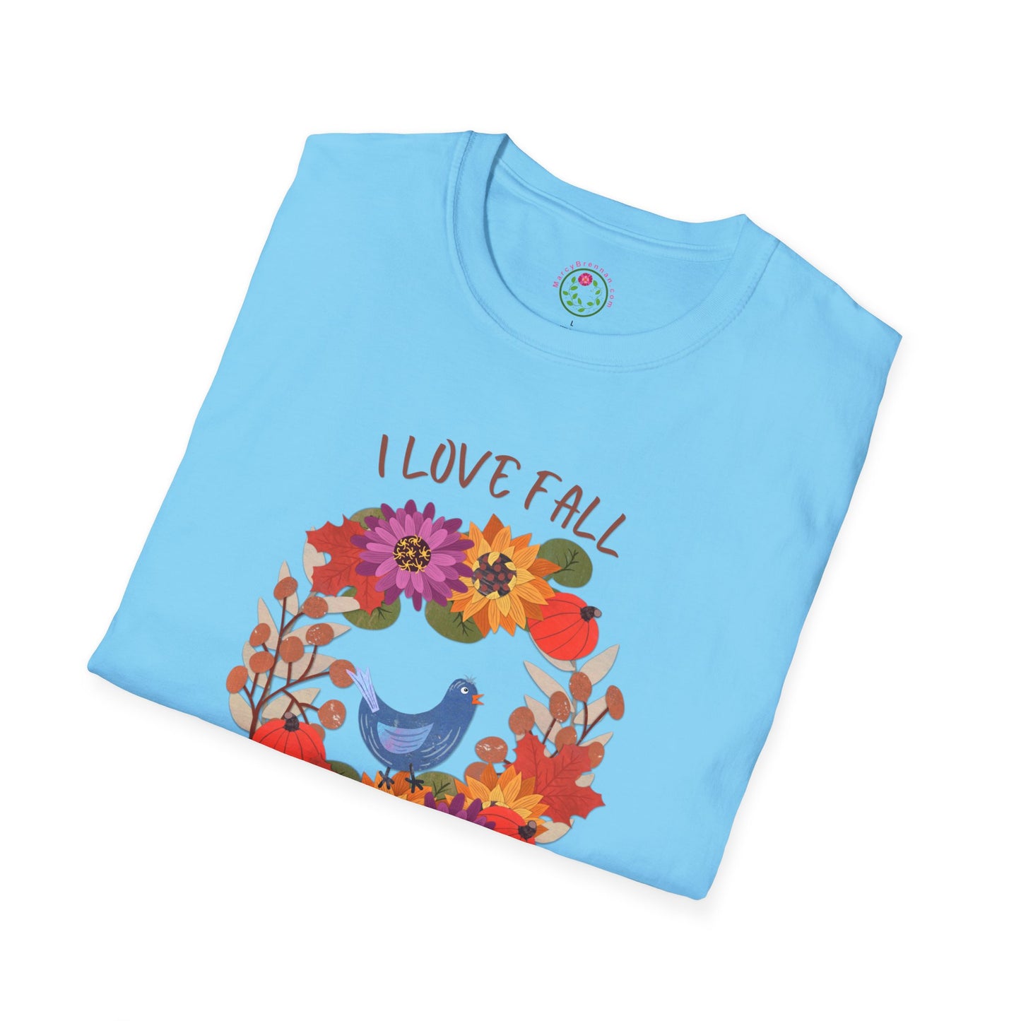 I Love Fall Most of All Autumn Wreath Collage Softstyle T-Shirt