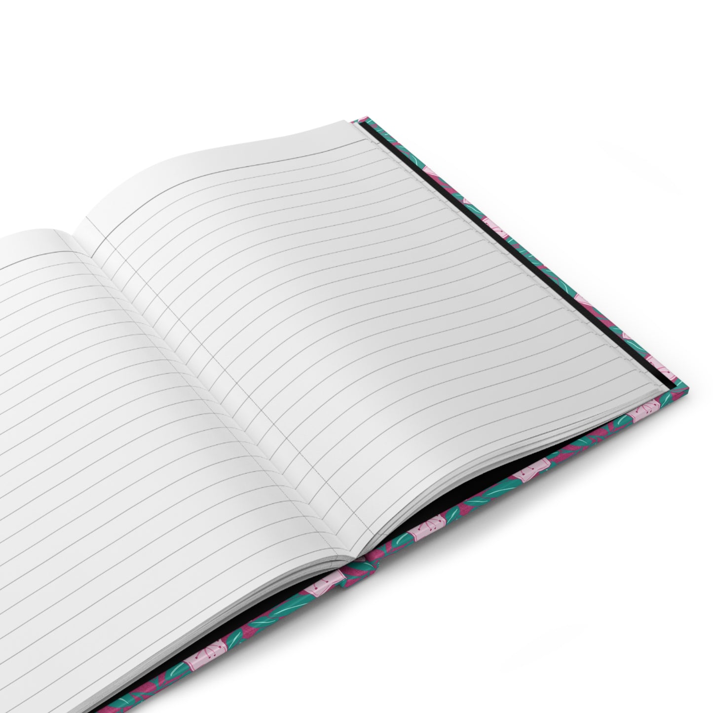 Pink Mountain Laurel Blossoms Hardcover Journal — Pink Blossoms on Teal — Matte Notebook for Notes & Gifts