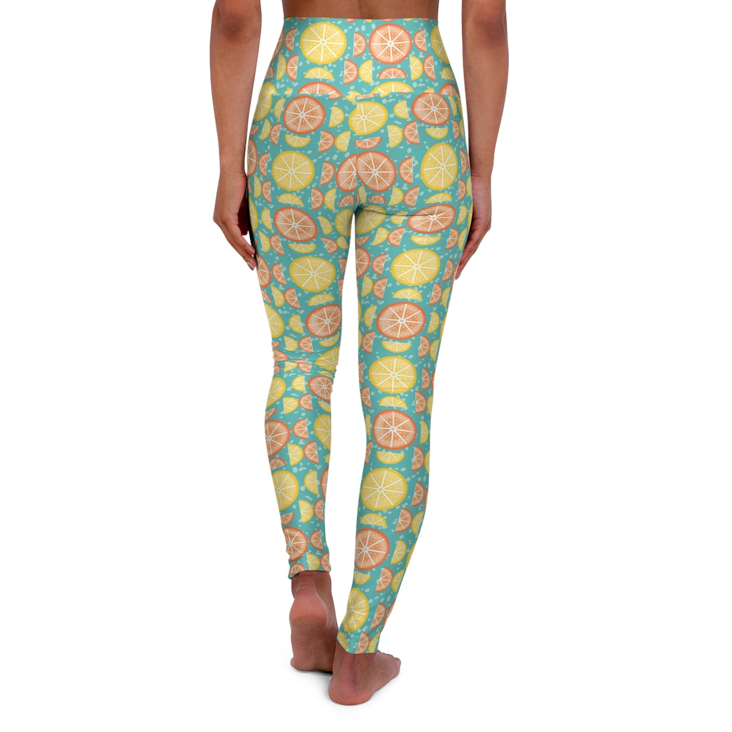 Citrus Slices Geometric Design High Waisted Yoga Leggings