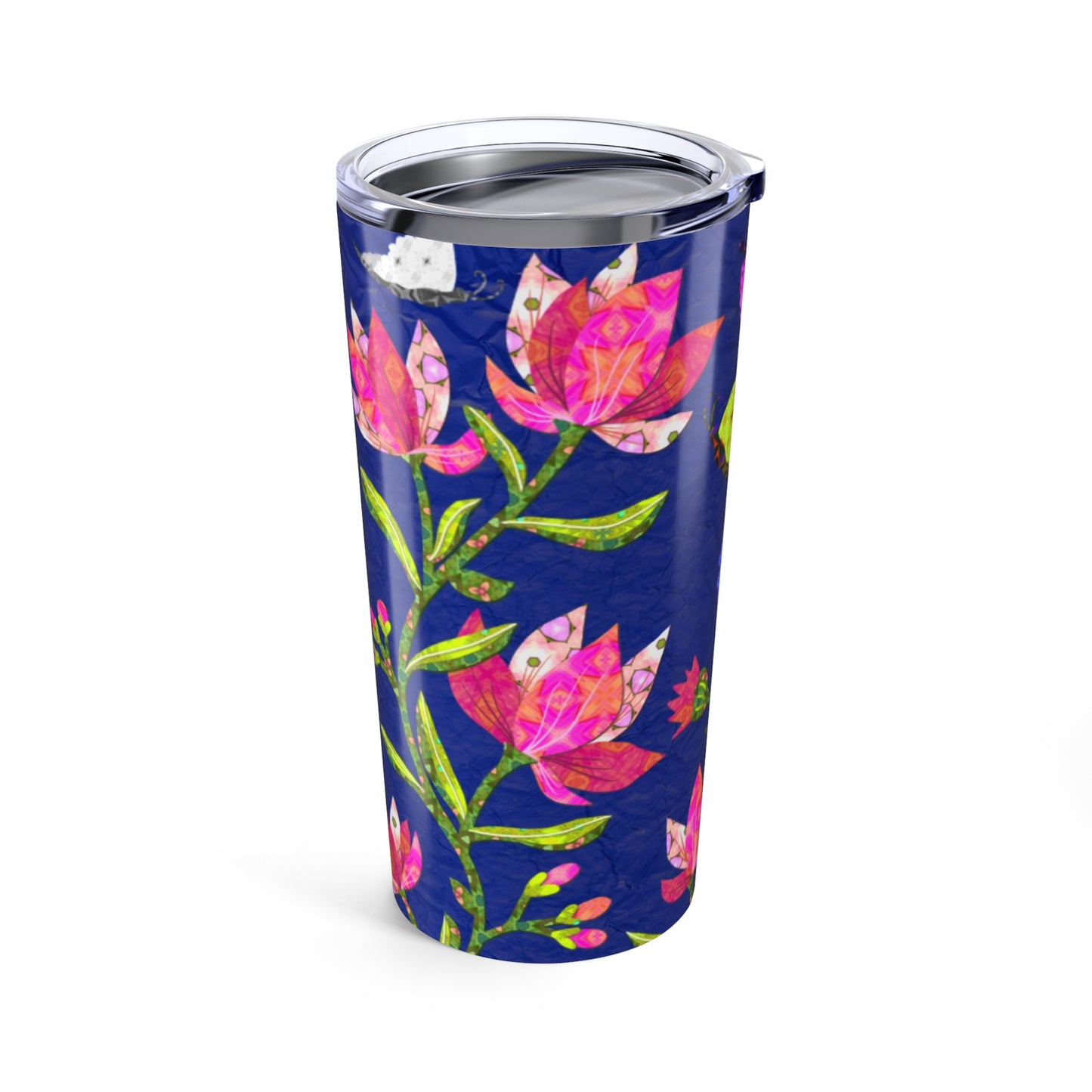 Pink Magnolias and Butterflies Collage Stainless Steel Travel Mug