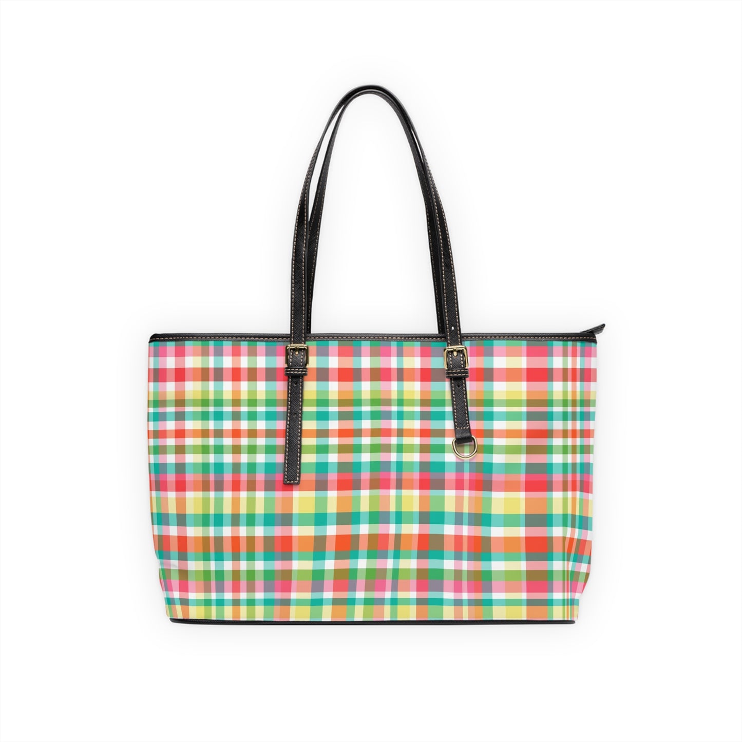 Hibiscus Garden Plaid Faux Leather Shoulder Bag