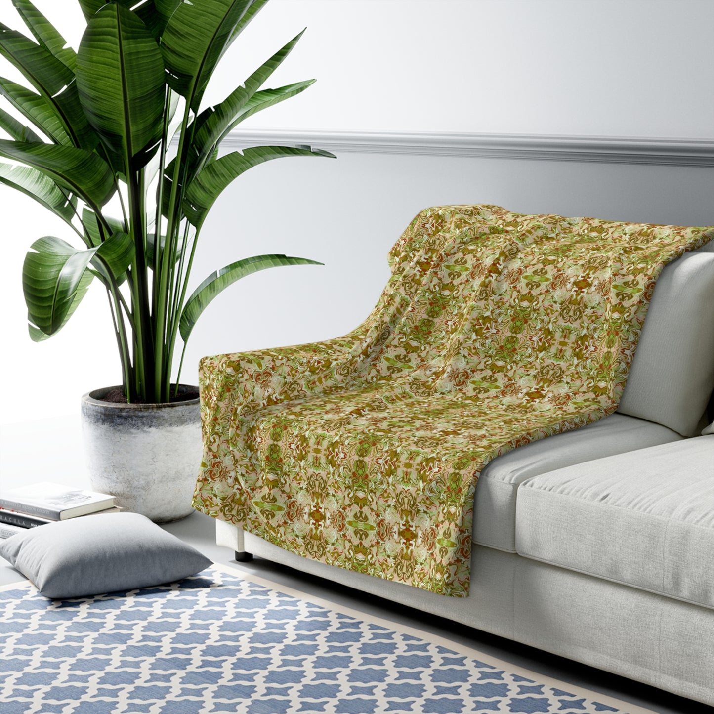 Boho Tea Garden Sherpa Fleece Blanket