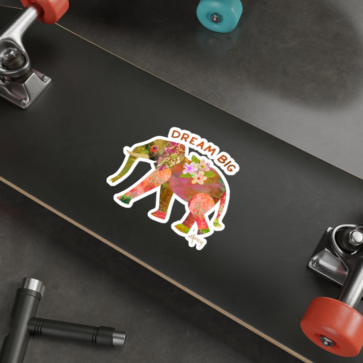 Dream Big Elephant Collage Die Cut Sticker