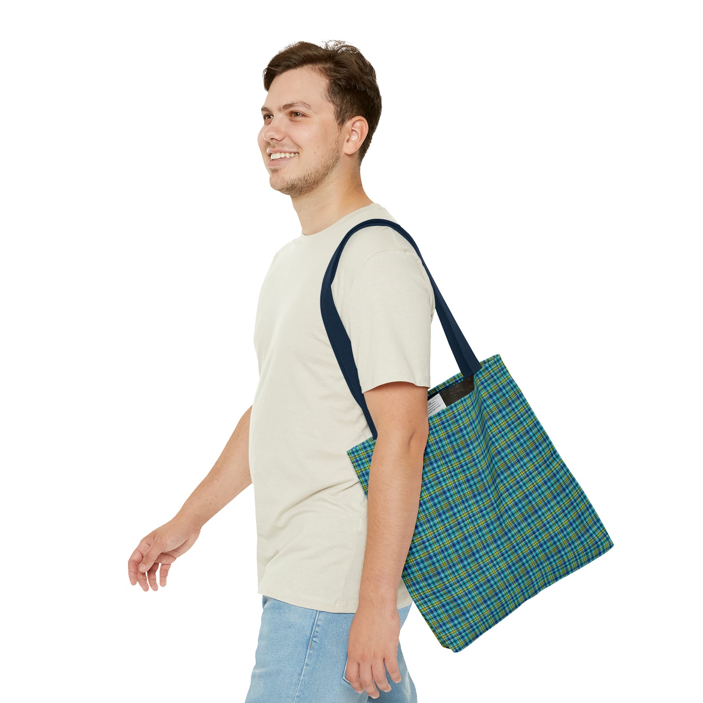 Ocean Breeze Tartan Tote Bag