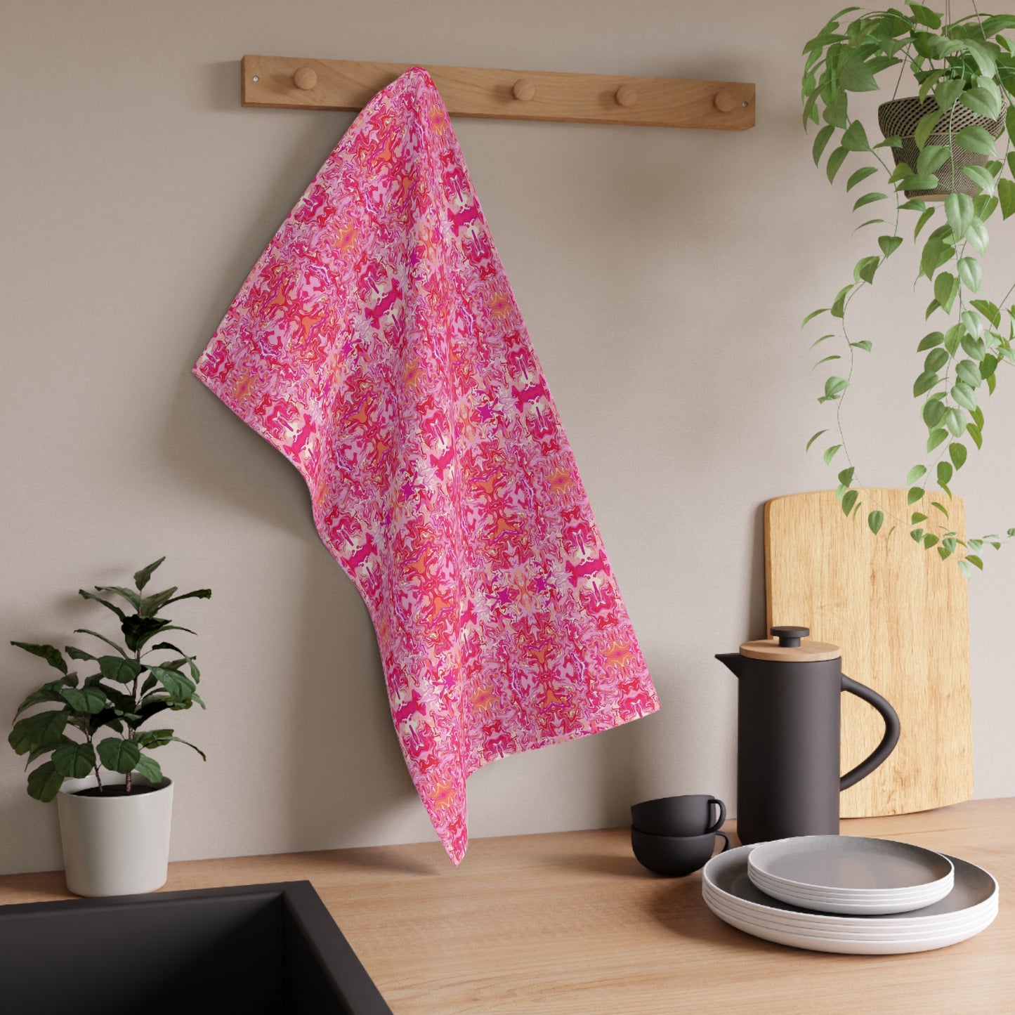 Boho Bougainvillea Garden Tea Towel