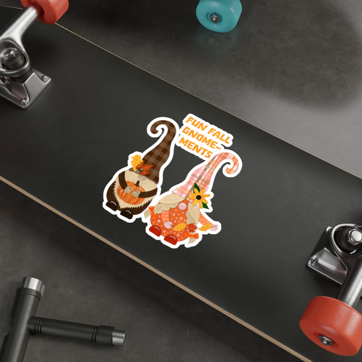 Fun Fall Gnome-ments Collage Die Cut Sticker