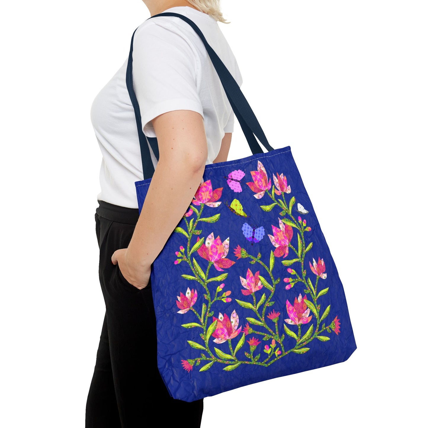 Pink Magnolias and Butterflies Collage Tote Bag