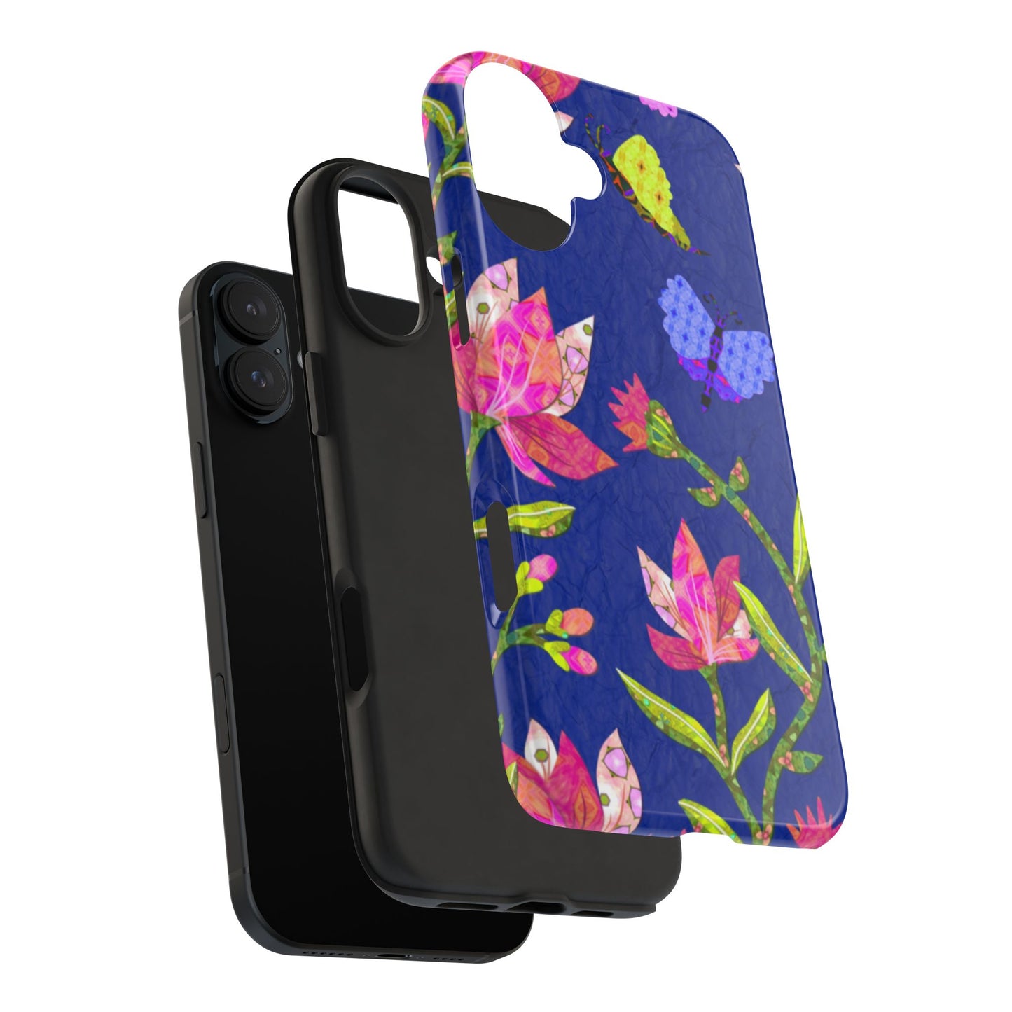 Pink Magnolias and Butterflies Collage Tough Phone Cases
