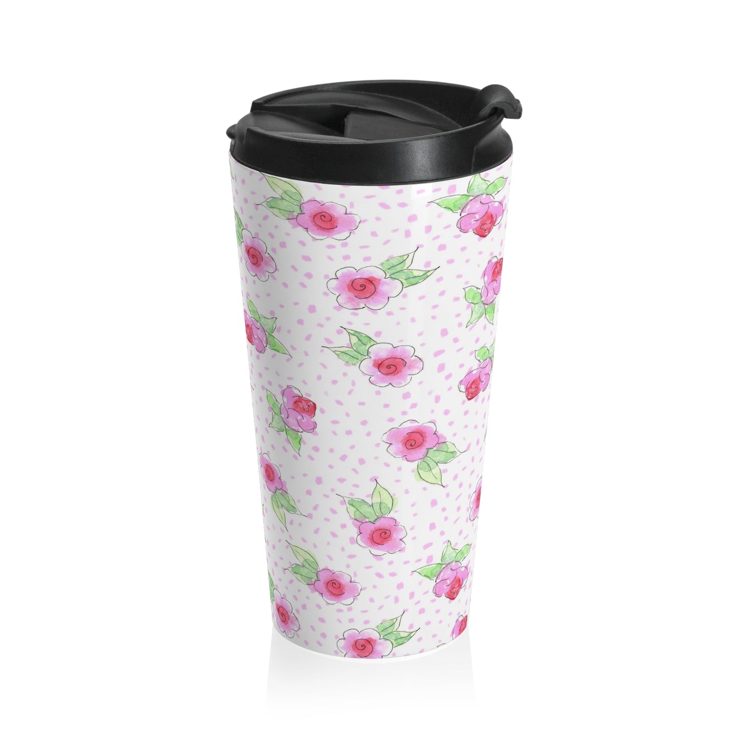 Maria’s Pink Roses Stainless Steel Travel Mug