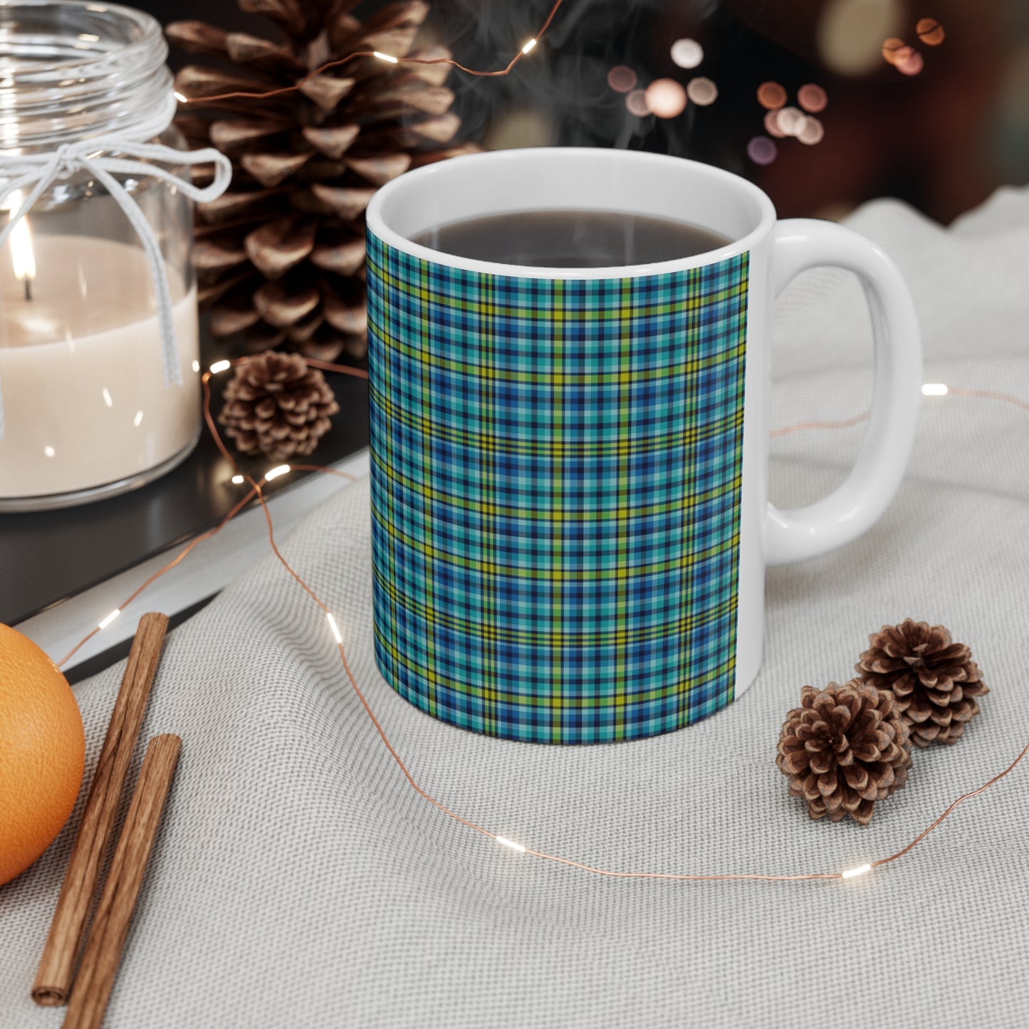 Ocean Breeze Tartan Ceramic Mug 11oz