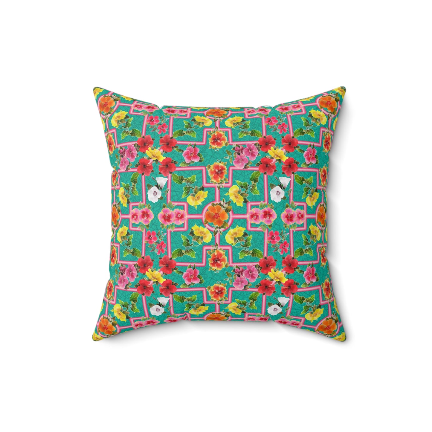 Formal Hibiscus Garden Spun Polyester Square Pillow