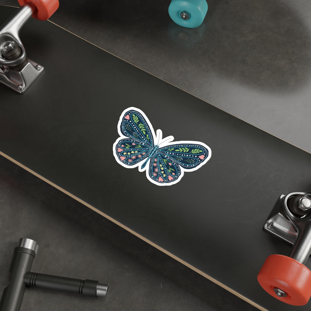 Folk Art Butterfly Die Cut Sticker