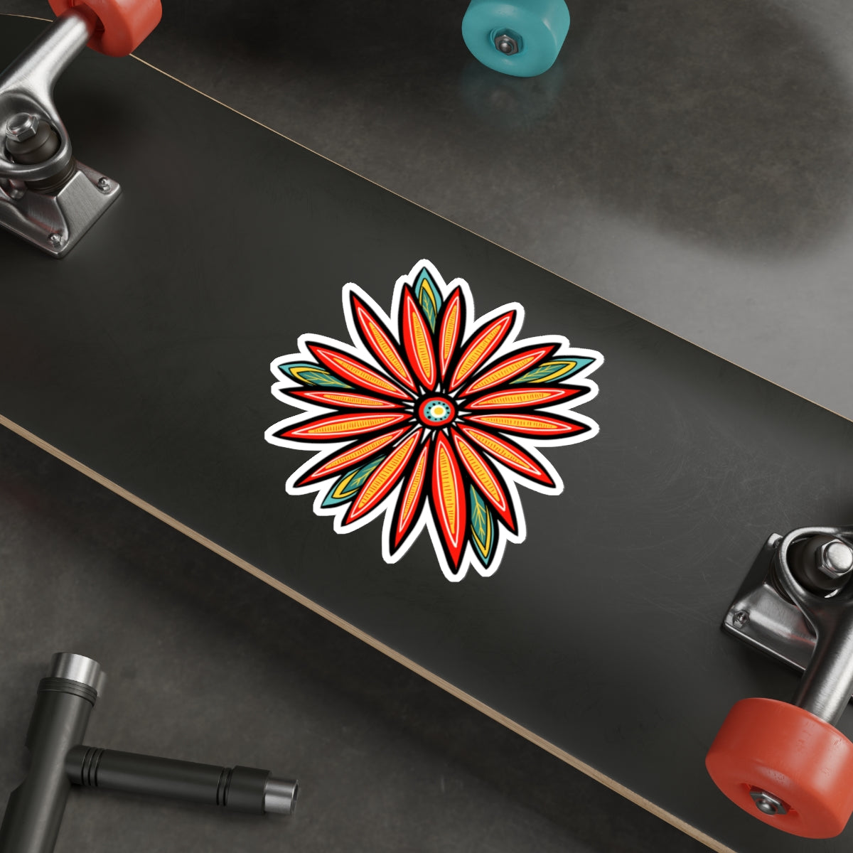 70s Groove Funky Orange Daisy Die Cut Sticker