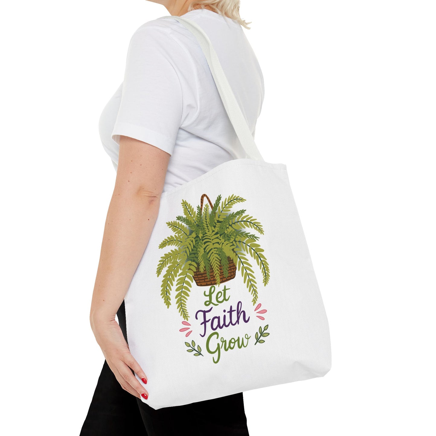 Let Faith Grow Tote Bag — Botanical Hanging Fern Spiritual Tote