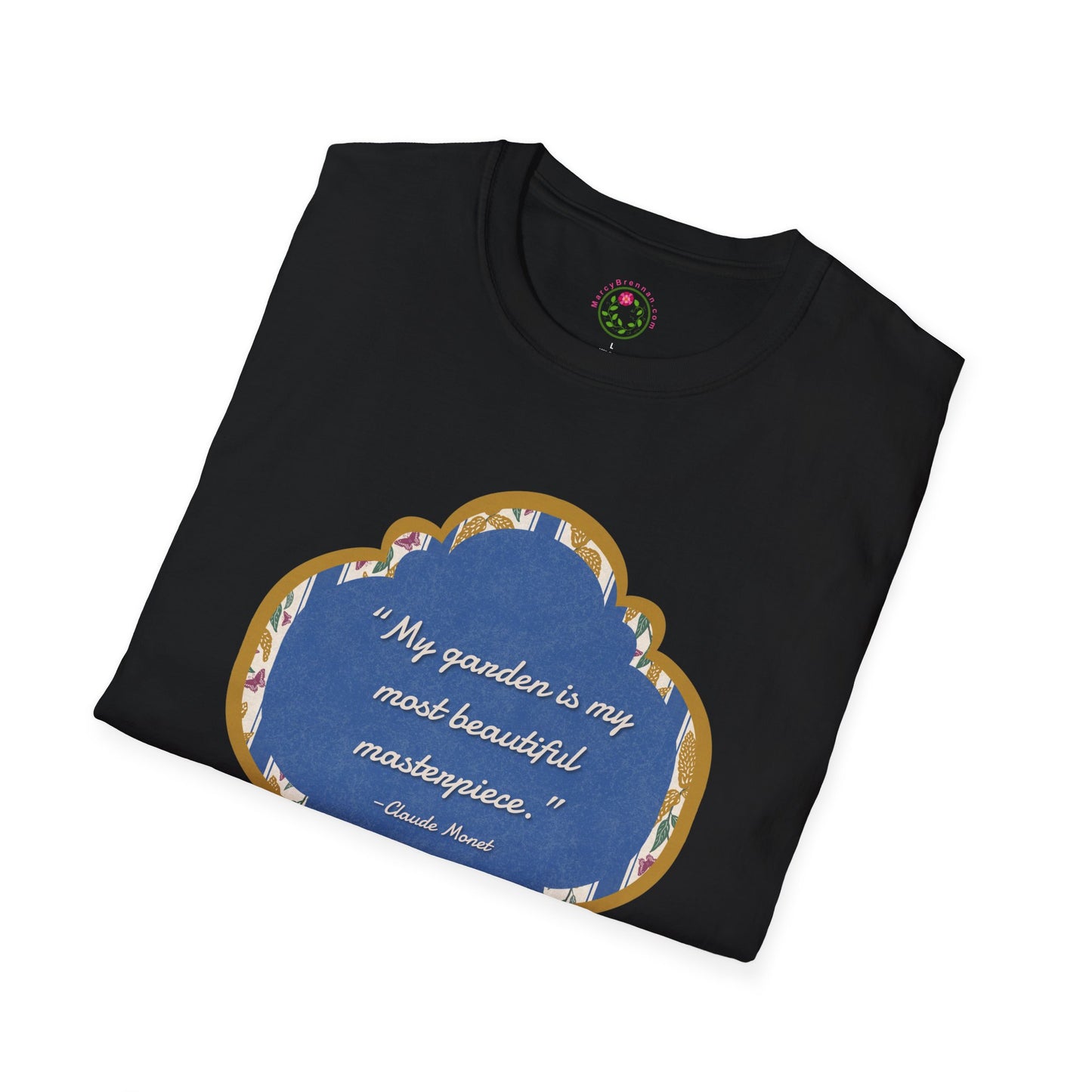 Goldenrod and Butterflies with Monet Quote Softstyle T-Shirt