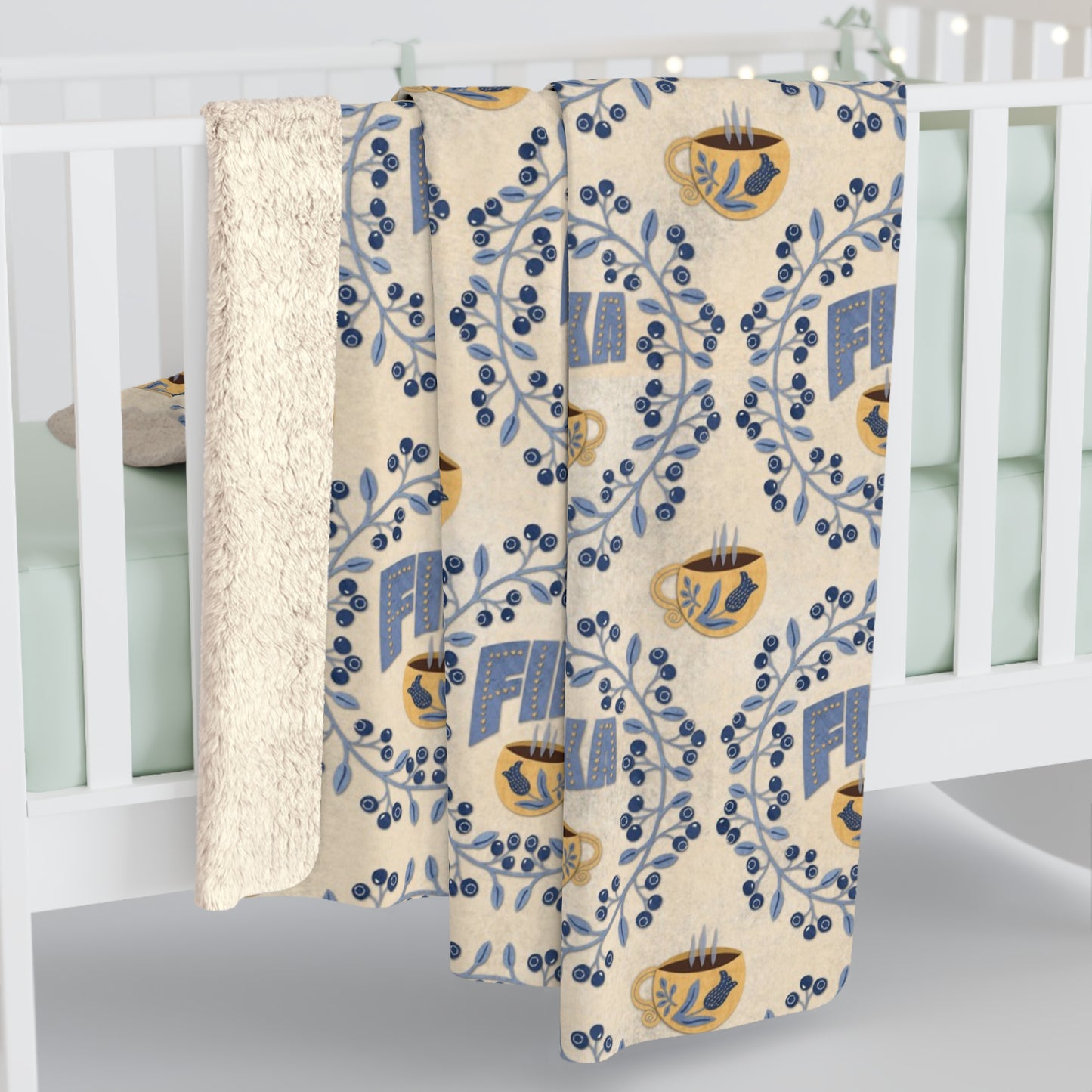 FIKA Coffee Art Sherpa Fleece Blanket
