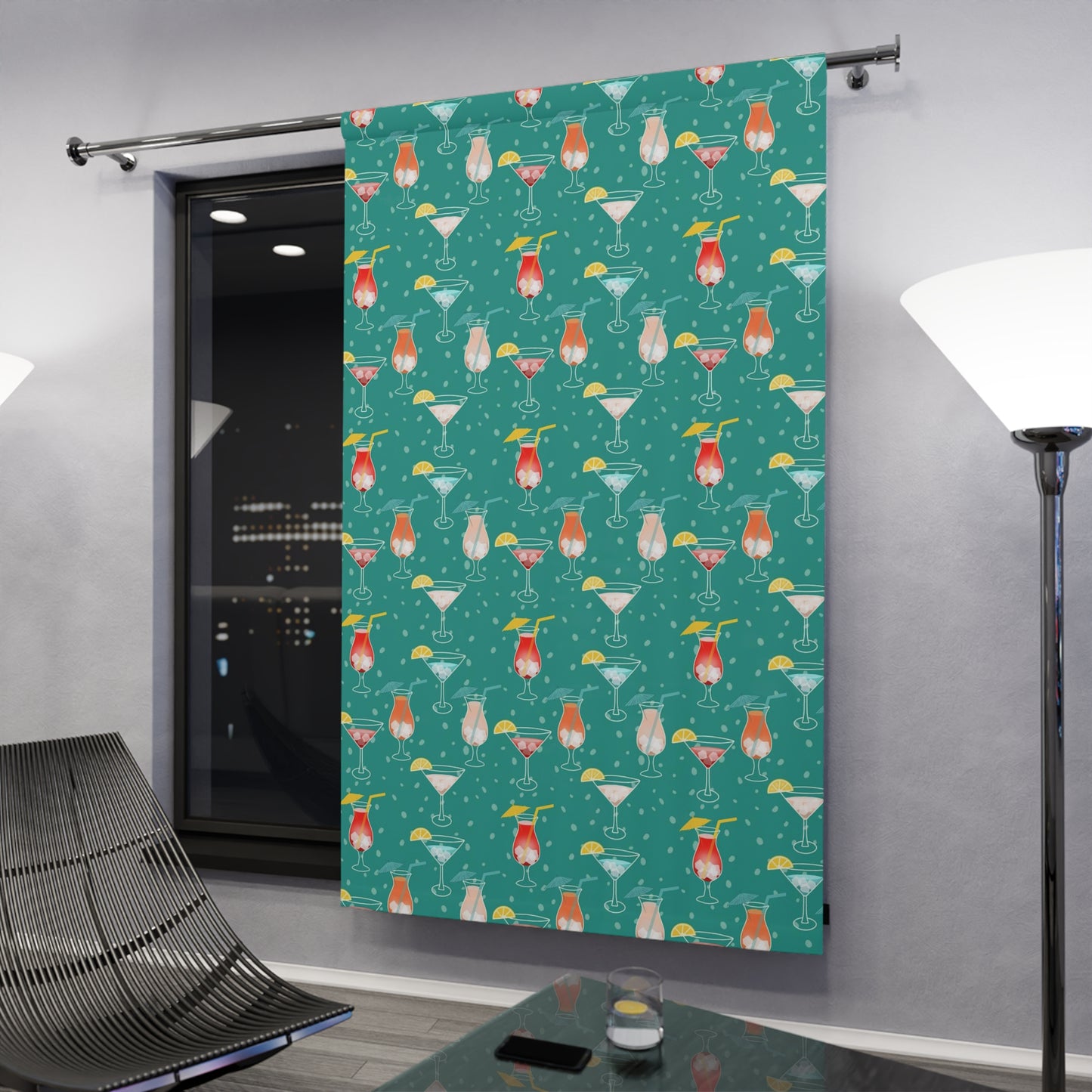 Cocktails Blackout Curtain Panel - Vibrant Cocktail Design with Lemon Slices, Umbrellas, and Colorful Straws