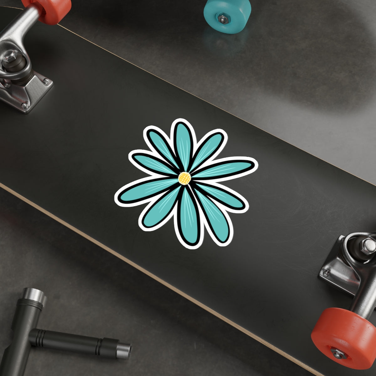 70s Groove Turquoise Daisy Die Cut Sticker