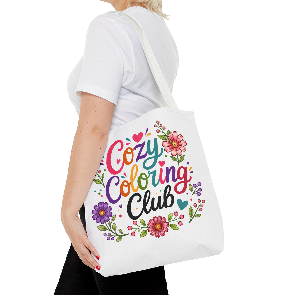 Cozy Coloring Club Tote Bag — Floral Adult Coloring Tote