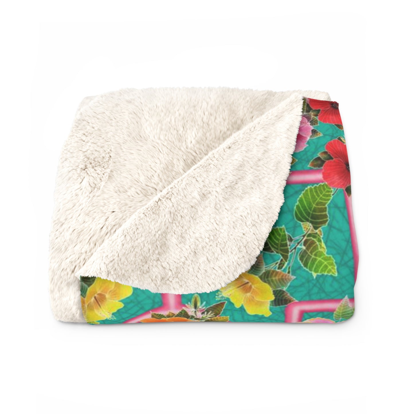 Formal Hibiscus Garden Sherpa Fleece Blanket