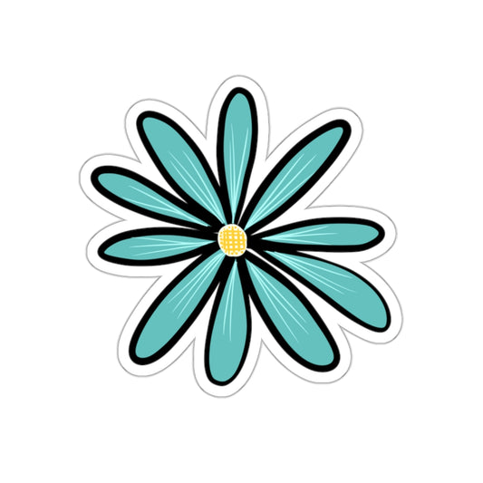 70s Groove Turquoise Daisy Die Cut Sticker