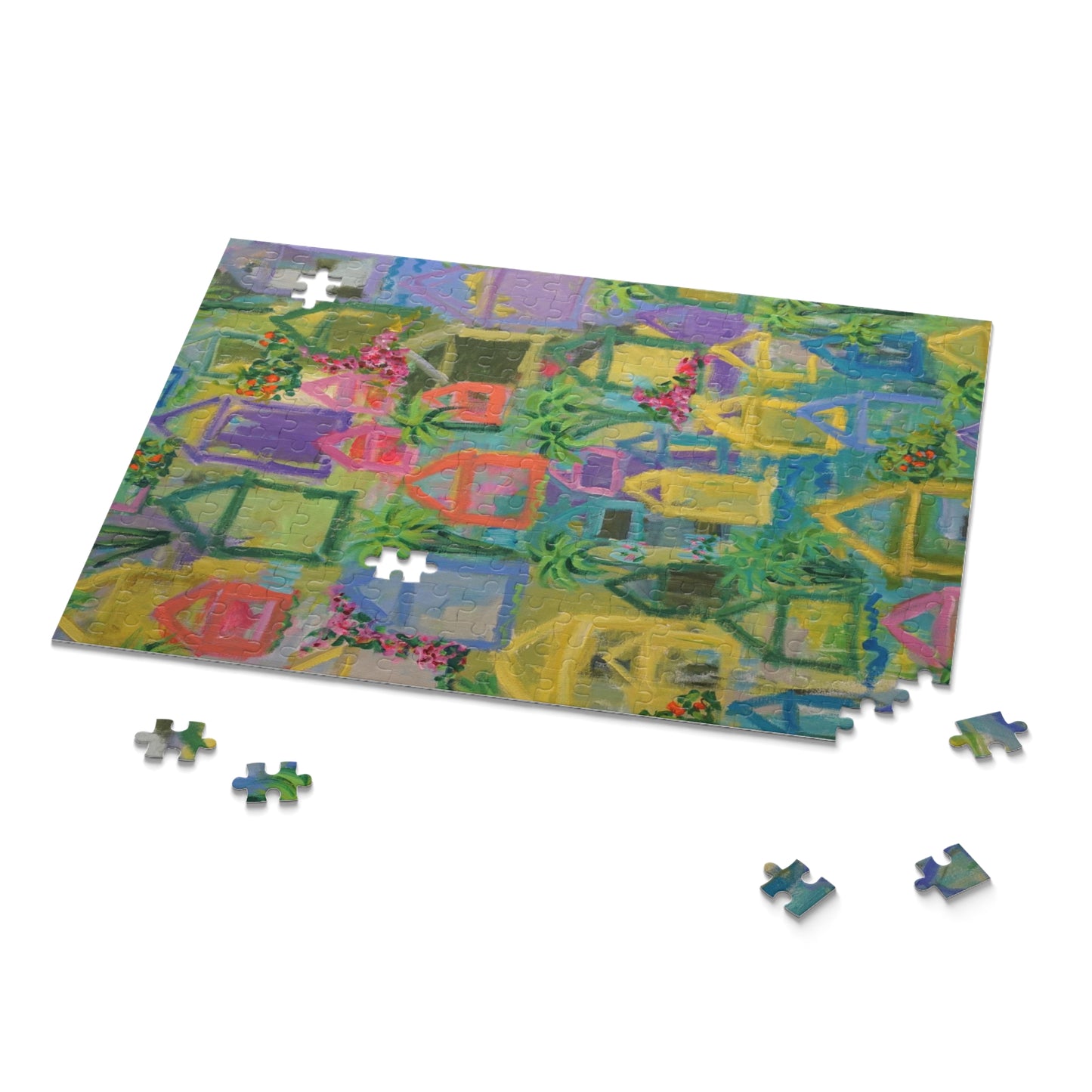 Key West Cottages 1 Expressionist Painting on a Puzzle (120, 252, 500-Piece)