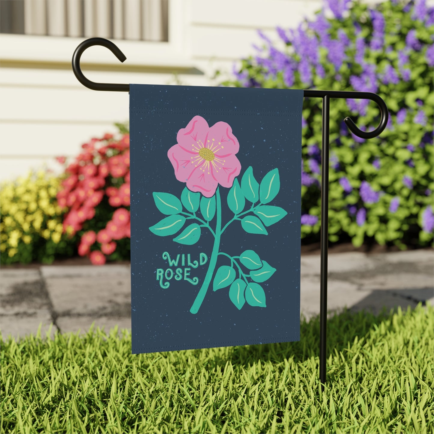 Pink Wild Rose Garden & House Banner