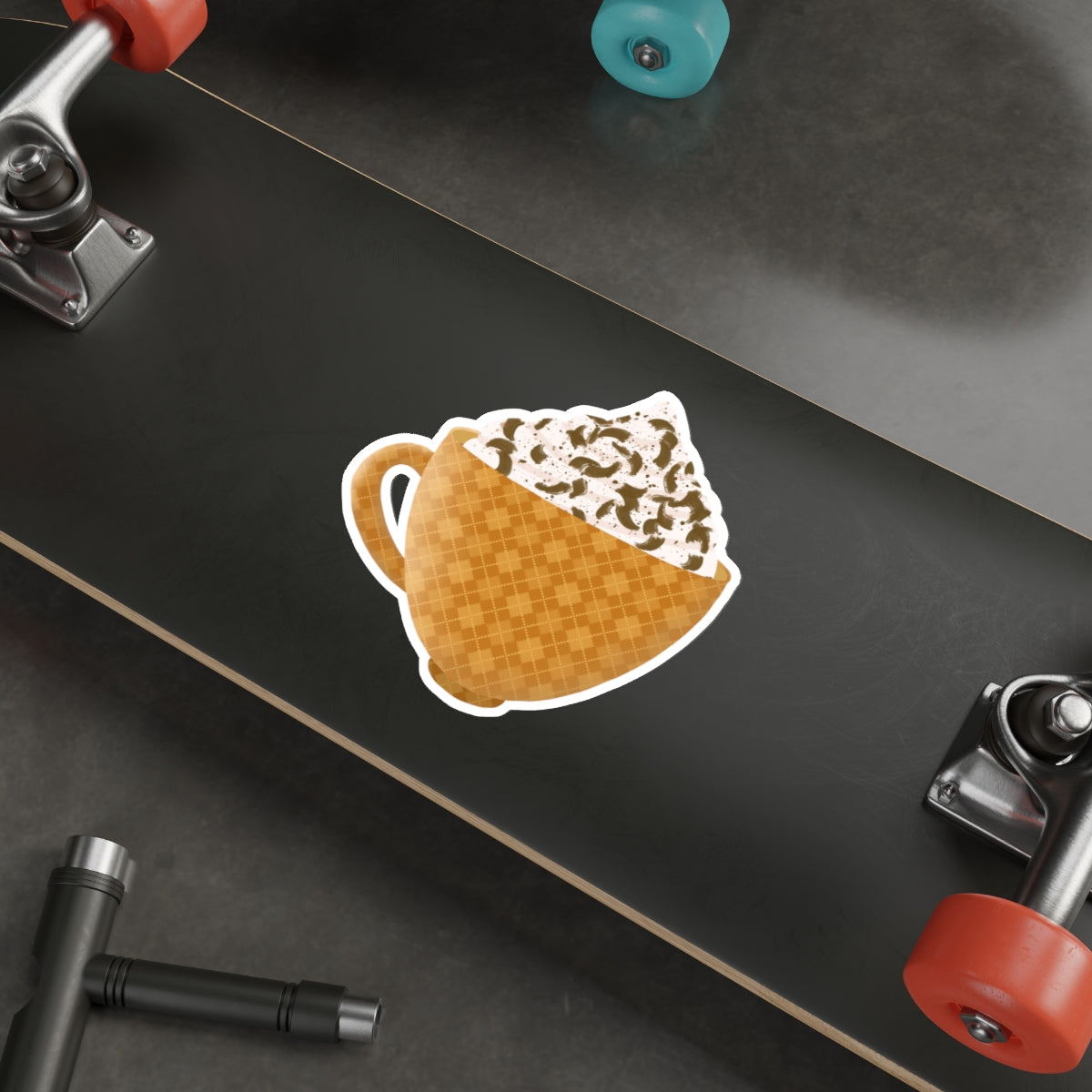 Hot Chocolate in Gold Plaid Cozy Mug Die Cut Sticker