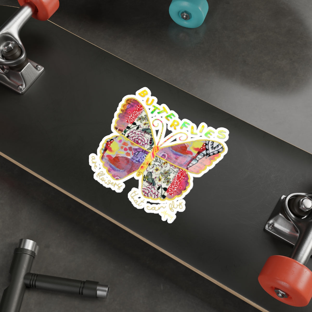 Boho Butterfly Collage Die Cut Sticker