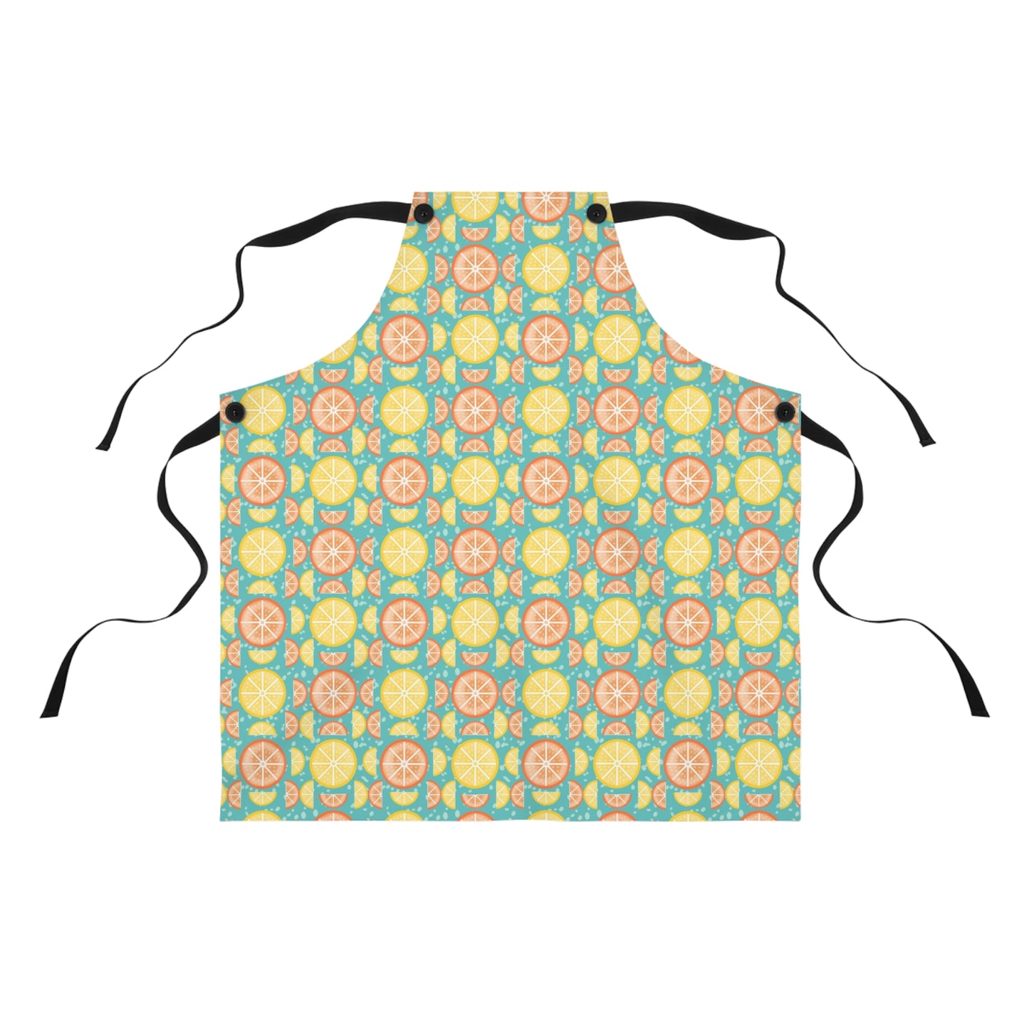 Citrus Slices Geometric Apron: Vibrant Orange and Lemon Pattern