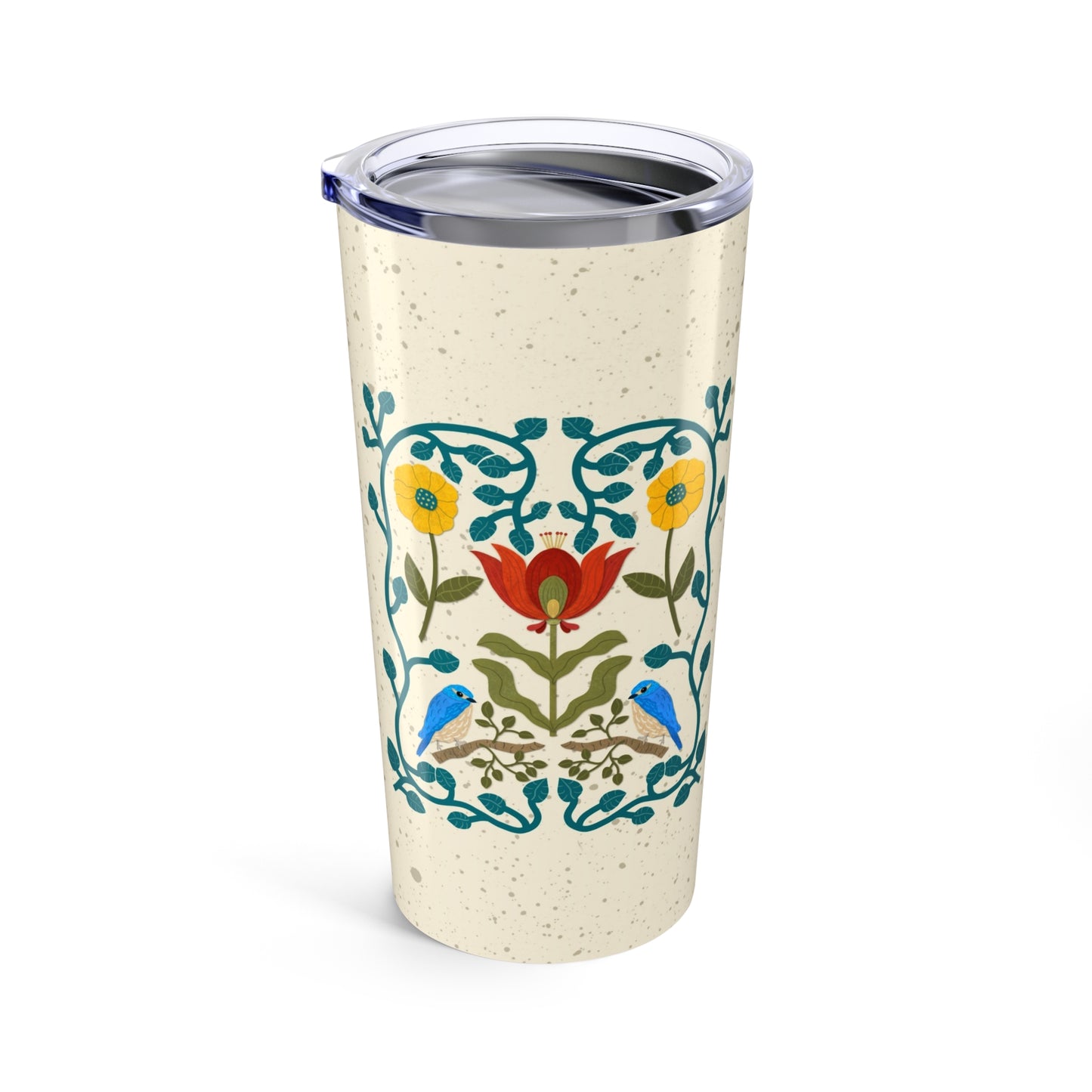 Scandi Birds and Flowers Tumbler