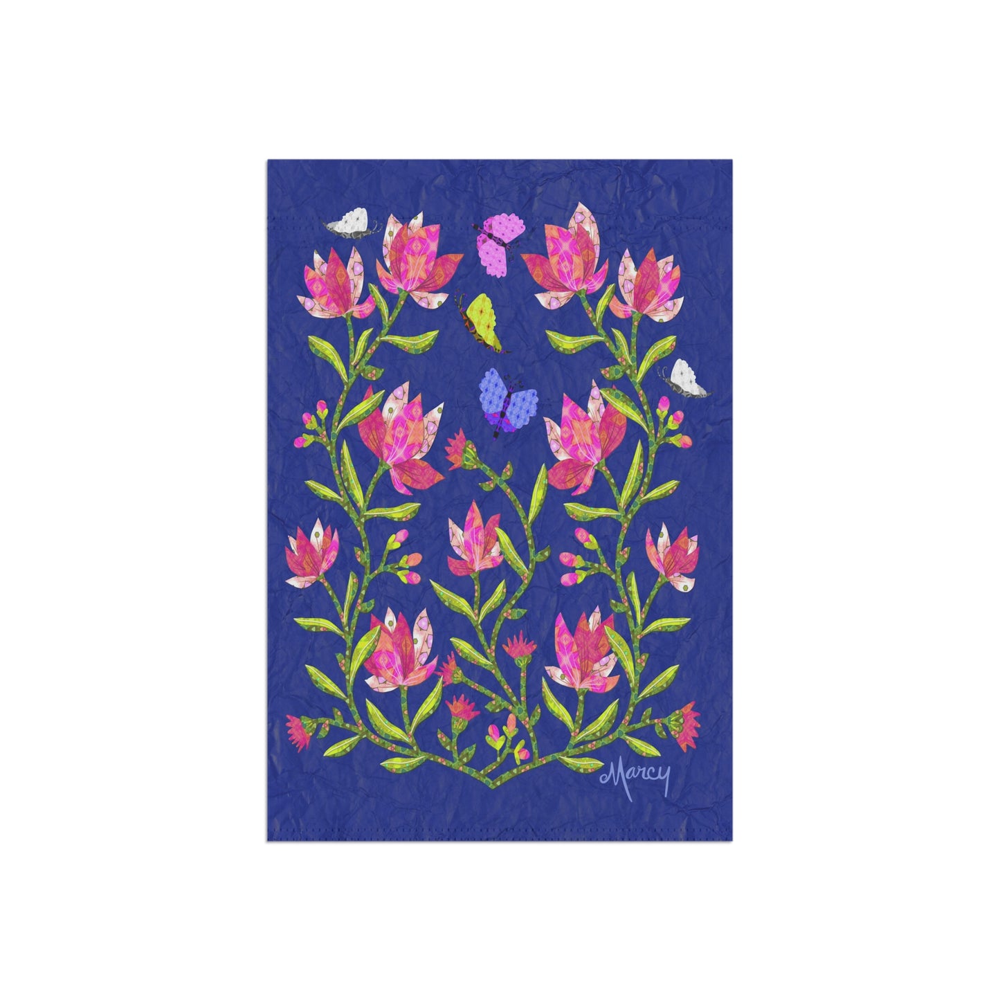 Pink Magnolias and Butterflies Collage Garden Banner