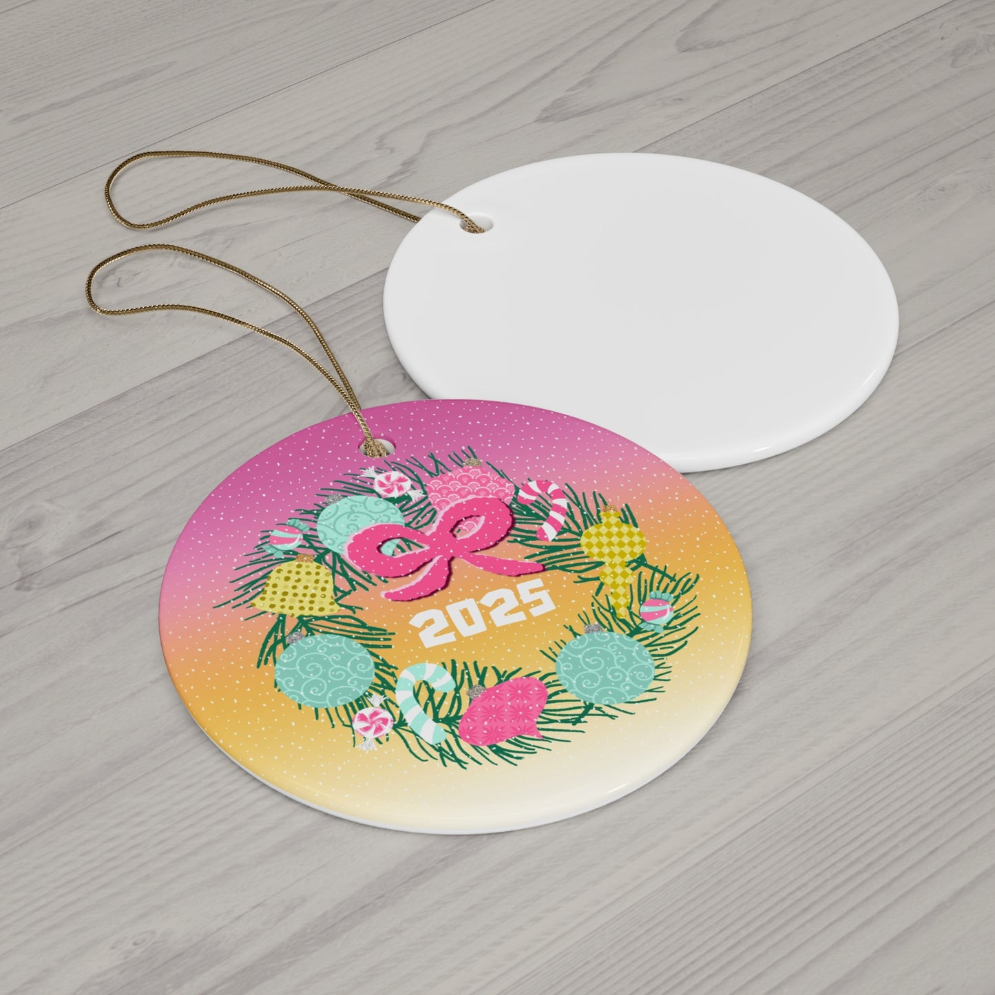 Wreath 2025 Ceramic Ornament