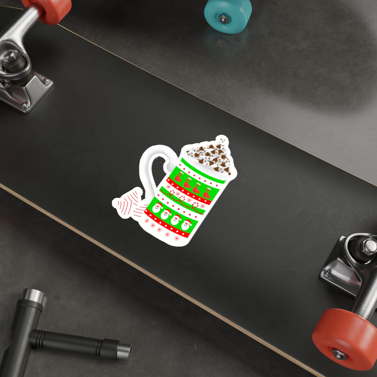 Holiday Hot Chocolate in Tall Cozy Mug Die Cut Sticker